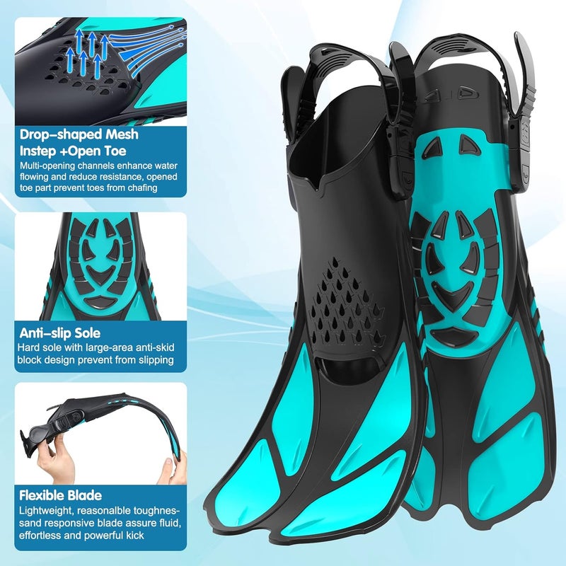 Seovediary Kids Snorkel Set, Mask Fins Snorkeling Gear for Kids Anti-Fog Swim Goggles 180 Panoramic View Dry Top Snorkel and Dive Flippers Combo with Travel Bag for Snorkeling Training Swimming Diving - Image 5